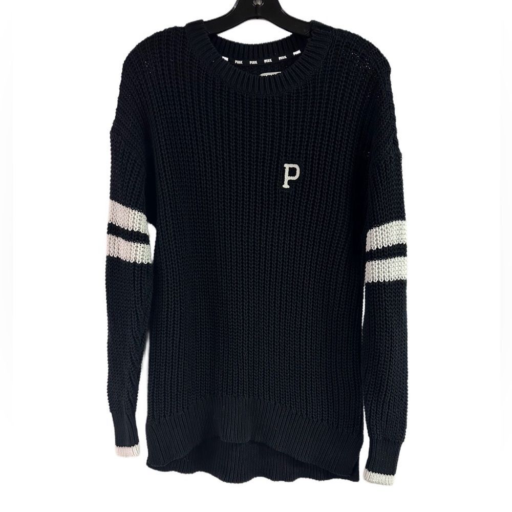 Victoria’s Secret PINK Varsity Black Oversized Sweater Size S